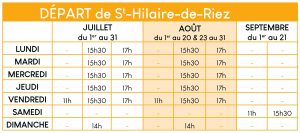 horaire été St Hilaire de Riez